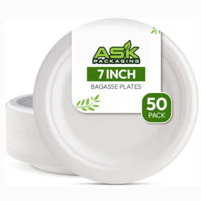Bagasse Plates 7 inch round and white Bagasse Plates 7 inch round and white