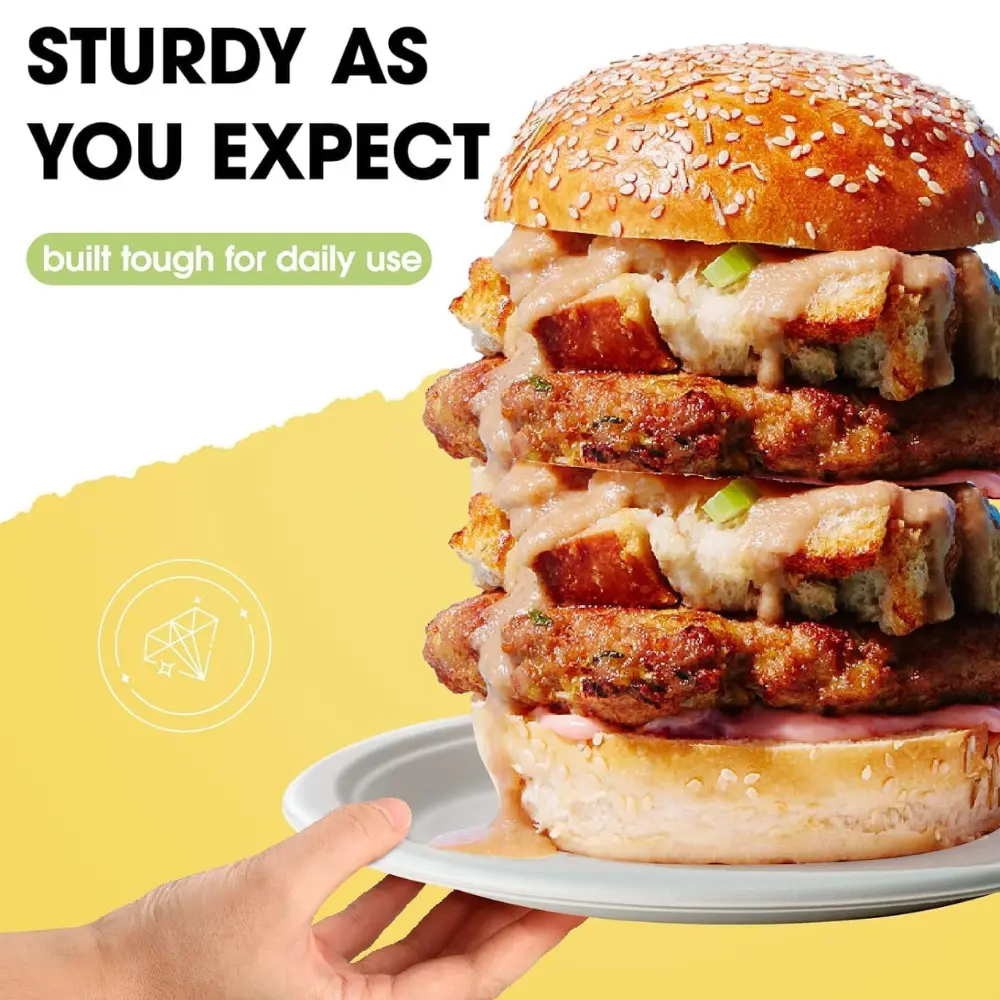 Ask Packaging Sturdy strong disposable biodegradable bagasse plates by ask packaging